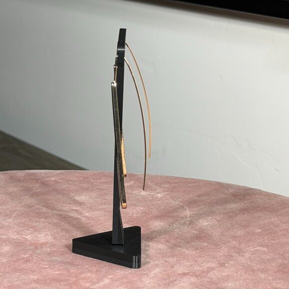 Charming Charlie Black & Gold Dangle Earrings — Sleek & Modern Statement - Picture 4 of 6